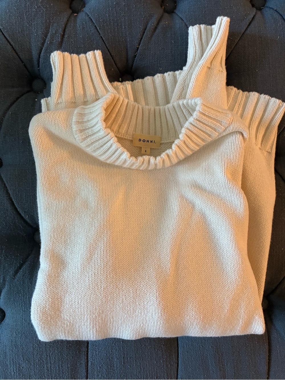 DONNI. Relaxed Crewneck Sweater in Cream - Picture 3 of 9